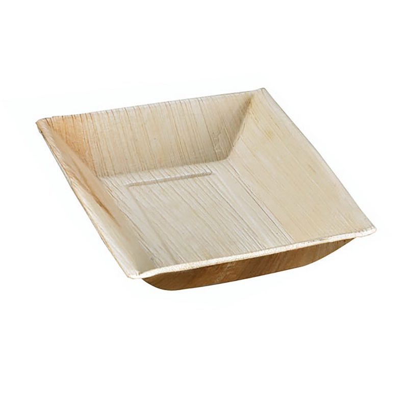 7 inch square classic pyramid palm leaf bowl — Ecodyne wholesale