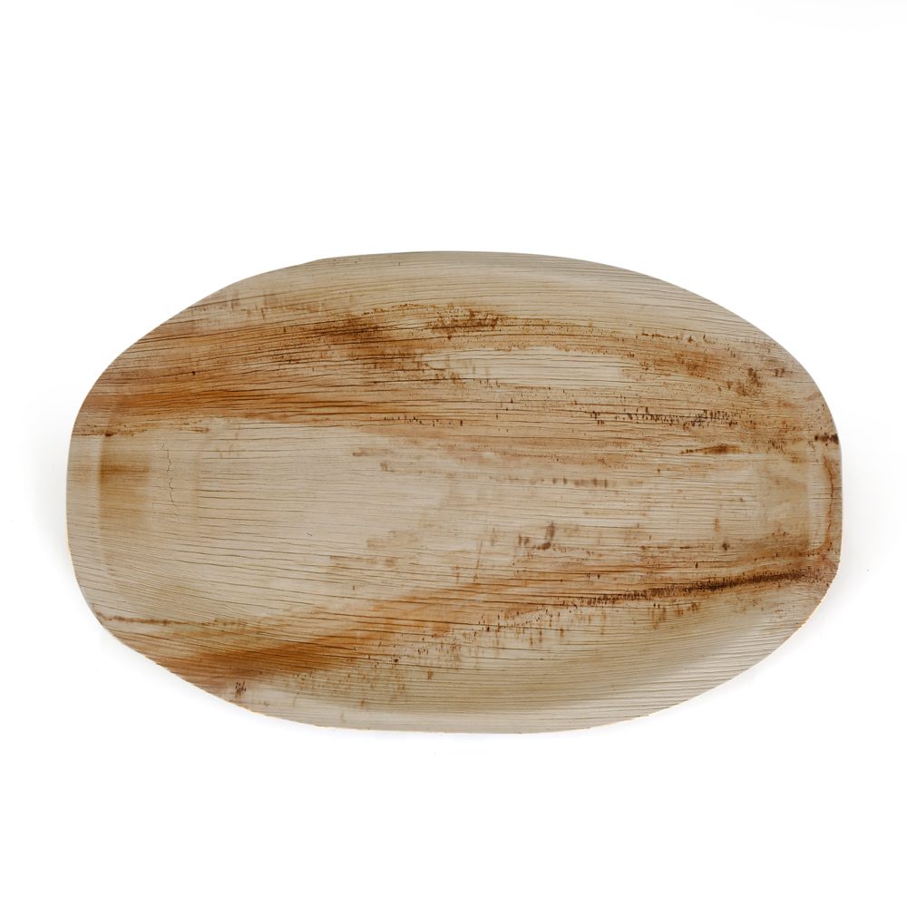 Palm leaf oval platter large 18×11 inch — Ecodyne wholesale banquet catering manufacturer