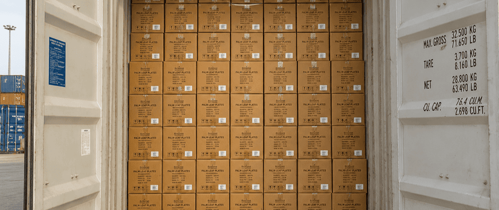 palm leaf plates bulk wholesale carton stacking for full-container export
